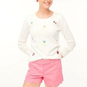 J. Crew Factory White Sweater with Fruit Accents